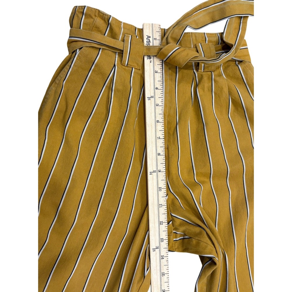 Topshop Pants Womens Size 2 Striped Paperbag Waist Tie‎ High Rise Straight Leg - Picture 5 of 9